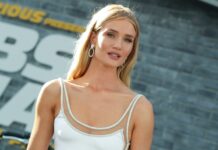 Rosie Huntington-Whiteley at the "Fast & Furious Presents: "Hobbs & Shaw" film premiere in 2019