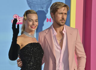 Margot Robbie and Ryan Gosling attend the premiere "Barbie" at the Shrine Auditorium in July 2023