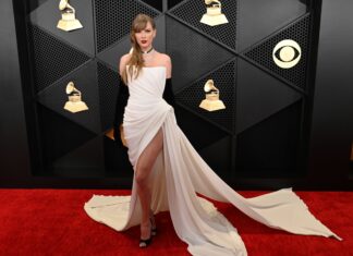 Taylor Swift at the 66th Annual Grammy Awards in February 2024